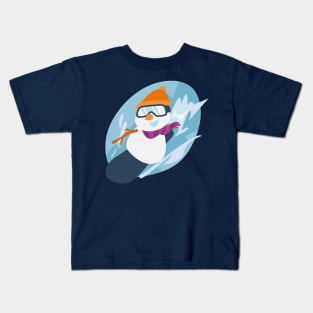 Snowman Snowboarding Kids T-Shirt